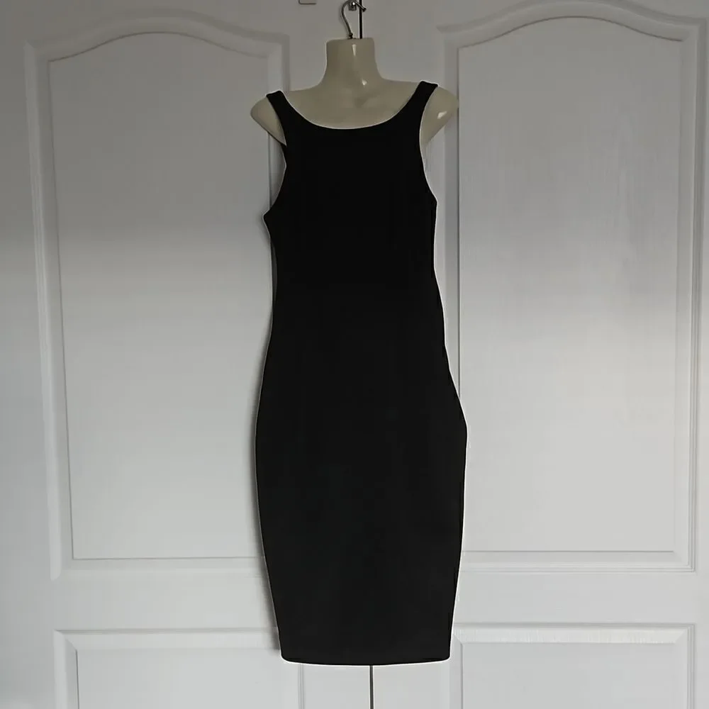 HP Marciano Cocktail Bodycon Midi Dress With Sheer Back Small Black - Picture 1 of 16